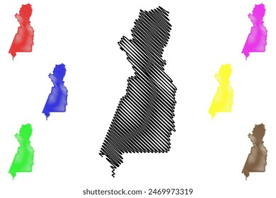 Ji Parana municipality (State of Rondônia or Rondonia, RO, Municipalities of Brazil, Federative Republic of Brazil) map vector illustration, scribble sketch Ji-Paraná map