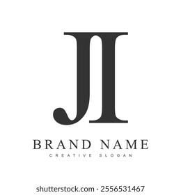 JI trendy logotype template. Initial letter j and i classic font style. Creative logo for company name or identity. Vector illustration.