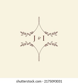 JI wedding initial logo letters in high quality professional design that will print well across any print media