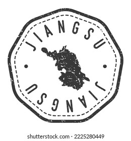 Jiangsu, China Map Stamp Retro Postmark. Silhouette Postal Passport. Seal Round Vector Icon. Badge Vintage Postage Design.