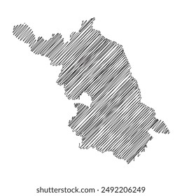 Jiangsu China provinces thread map line vector illustration