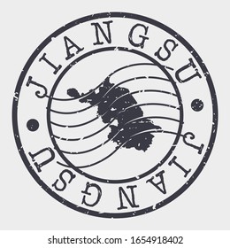 Jiangsu China Stamp Postal. A Map Silhouette Seal. Passport Round Design. Vector Icon Design Retro Travel.
