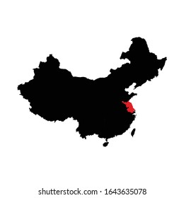 Jiangsu province highlighted on China map Vector EPS 10