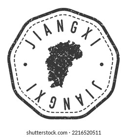 Jiangxi, China Map Stamp Retro Postmark. Silhouette Postal Passport. Seal Round Vector Icon. Badge Vintage Postage Design.