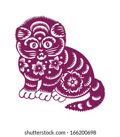 jianzhi ornamental cat on a white background