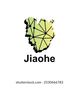 Jiaohe map. vector map of China capital Country technology style design, illustration template on white background
