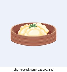 Jiaozi background. Design with cartoon style. Vector design illustration.