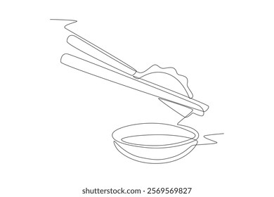 Jiaozi chinese dumplings concept one-line drawing