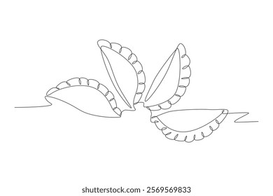 Jiaozi chinese dumplings concept one-line drawing