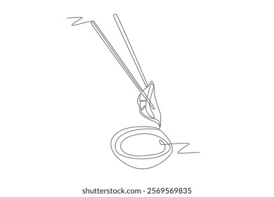 Jiaozi chinese dumplings concept one-line drawing