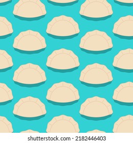 Jiaozi Chinese dumplings pattern seamless. Traditional food in China background