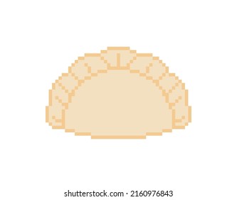 Jiaozi Chinese dumplings pixel art. 8 bit Traditional food in China. pixelated Vector illustration