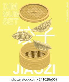Jiaozi Dim Sum Menú Set Ilustración