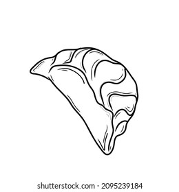 Jiaozi. Dumplings of Chinese, Japanese and Korean cuisine. Wontons, Gyoza, Baozi, Dim-sama, Gyoza or Kyoza. Doodle. Hand drawn. vector illustration