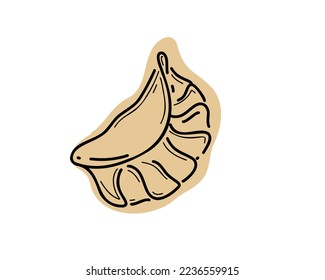 Jiaozi. Dumplings of Chinese, Japanese and Korean cuisine. Wontons, Gyoza, Baozi, Dim-sama, Gyoza or Kyoza. Doodle. Hand drawn. 
doodle vector illustration