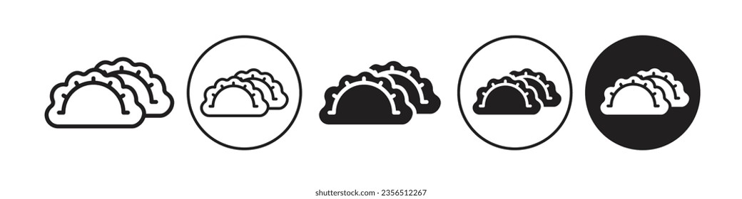 Icono de Jiaozi. Símbolo de gyoza rellena al vapor chino o japonés. Conjunto vectorial de comida tradicional china. Esbozo plano del plano de maniobra jiaozi.