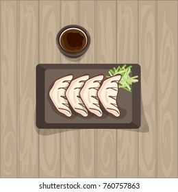 jiaozi japanese chinese food graphic object top view