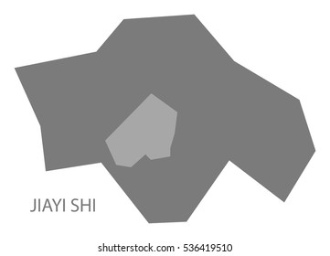 Jiayi Shi Taiwan Map Grey