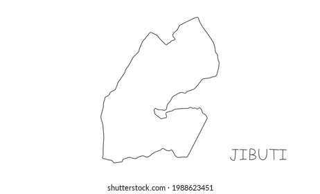 Jibuti map black line on white background. Vector illustration.