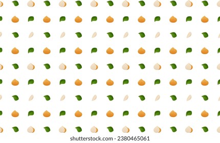 Jicama whole, leaf and slice seamless pattern.Beautiful vector seamless pattern with whole Jicama, leaves and Jicama pieces. Doodles. Suitable for wallpaper,  surface textures, textile.