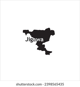 Jigawa map and black lettering design on white background