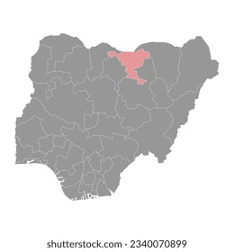 Mapa del estado de Jigawa, división administrativa del país de Nigeria. Ilustración vectorial.