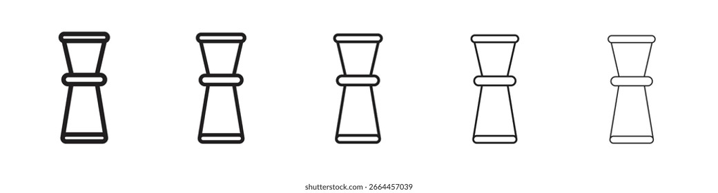 Colección de Vector de arte de línea de ícono Jigger sobre fondo blanco