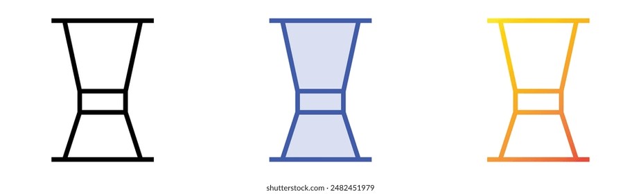 Jigger-Symbol. Lineares, blaues Füllungs- und Verlaufsstil-Design auf weißem Hintergrund