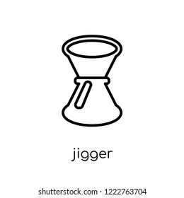 jigger icon. Trendy modern flat linear vector jigger icon on white background from thin line Drinks collection, outline vector illustration