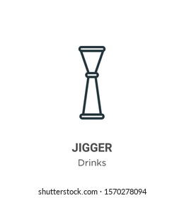 Jigger outline vector icon. Thin line black jigger icon, flat vector simple element illustration from editable drinks concept isolated on white background
