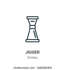 Jigger outline vector icon. Thin line black jigger icon, flat vector simple element illustration from editable drinks concept isolated stroke on white background