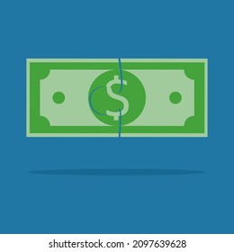 Billetes en jigsaw. Planificación y resolución de rompecabezas financieros. ilustración vectorial