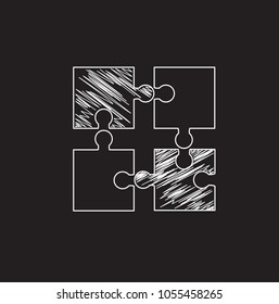 Jigsaw Black Sketch puzzle vector pieces