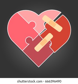 jigsaw broken heart vector