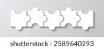 Jigsaw business chain with 5 pieces in a row. Puzzle diagram grid infographic. Process infographics presentation. Business info graphic with steps, parts. Vector illustration
