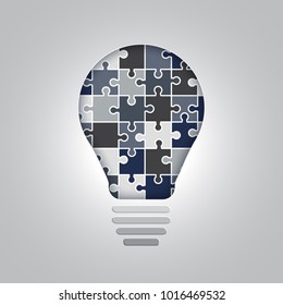 Jigsaw colorful puzzle vector bulb
