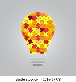 Jigsaw colorful puzzle vector bulb