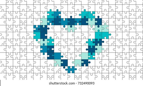 Jigsaw colorful puzzle vector heart