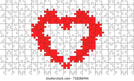 Jigsaw colorful puzzle vector red heart