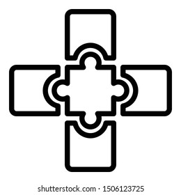 Jigsaw combination icon. Outline jigsaw combination vector icon for web design isolated on white background