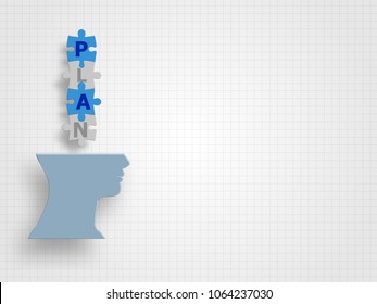 Jigsaw connected as a word of PLAN above human head model on grid background represent new idea and innovation concept. Technology Background. Business concept. Vector illustration.
