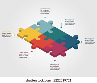 jigsaw graph chart template for infographic for presentation for 6 element