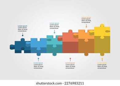 jigsaw graph ladder chart template for infographic for presentation for 6 element