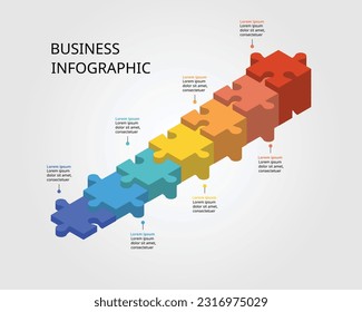 jigsaw graph ladder chart template for infographic for presentation for 7 element