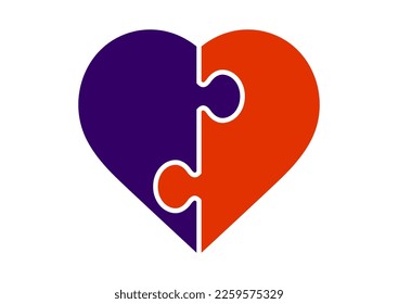 Jigsaw heart on white background vector