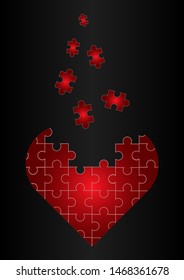 jigsaw Heart Shape Assembling, Valentine and love relationship.