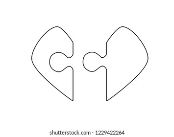 Jigsaw Heart Simple lines Vector illustrations