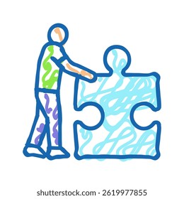 jigsaw human puzzle doodle icon sketch vector. jigsaw human puzzle sign. isolated symbol illustration