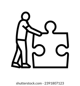 jigsaw human puzzle line icon vector. jigsaw human puzzle sign. isolated contour symbol black illustration