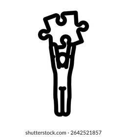 vetor de ícone de linha de quebra- cabeça humano. símbolo de quebra- cabeça humano. símbolo de contorno isolado ilustração preta